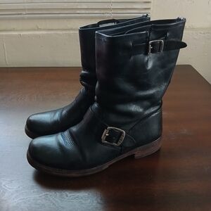 Frye Veronica Engineer Boots 8B Black Moto Biker Vintage